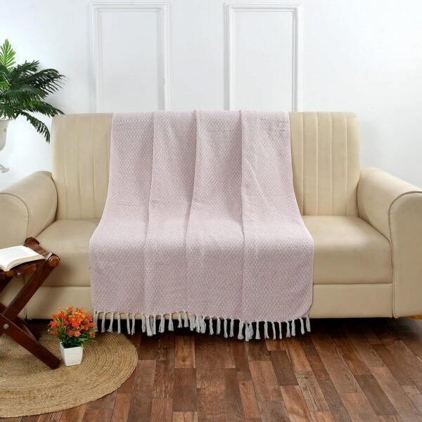 100% Cotton Sofa Throw | Handmade Throw - 50x60 Inches (Pink)