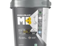 MuscleBlaze Biozyme Iso-Zero, Low Carb Whey Protein Isolate Powder, 27g Isolate Whey Per Scoop (Ice Cream Chocolate, 4kg / 8.8lbs) | USA Patent-Published Enhanced Absorption Formula (EAF)