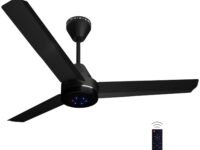 Colorbot Stella BLDC Ceiling Fans 1200mm | BEE 5 Star Rated 370 RPM | Savings up to 65% | Remote Control (Boost, Timer, LED, Reverse Mode) | 4 Years Warranty (Charcoal Black)