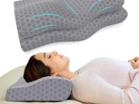 CareFoam Memory Foam Cervical Neck Pillow | 2 Years Warranty | Pain Relief Sleep, Improves Posture, Spinal Alignment, Neck Pain Relief | 19 x 12 x 4 Inch | Grey Jacquard Cover | Pack of 2