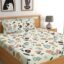 LOOMLYFE 300 TC Cotton Feel Glace Cotton Elastic Fitted Printed King Size Double Bed Bedsheet with 2 Pillow Covers Fits Upto 8 inches Mattress, Size- 72X78 Inches, Peachflower