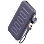 Ambrane 10000mAh Slim & Compact Powerbank with in-Build Type C Cable, 22.5W Fast Charging, USB & Type C Output, Power Delivery, Quick Charge for iPhone, Android & Tablets, Earbuds, (Stylo N10,Purple)