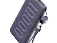 Ambrane 10000mAh Slim & Compact Powerbank with in-Build Type C Cable, 22.5W Fast Charging, USB & Type C Output, Power Delivery, Quick Charge for iPhone, Android & Tablets, Earbuds, (Stylo N10,Purple)