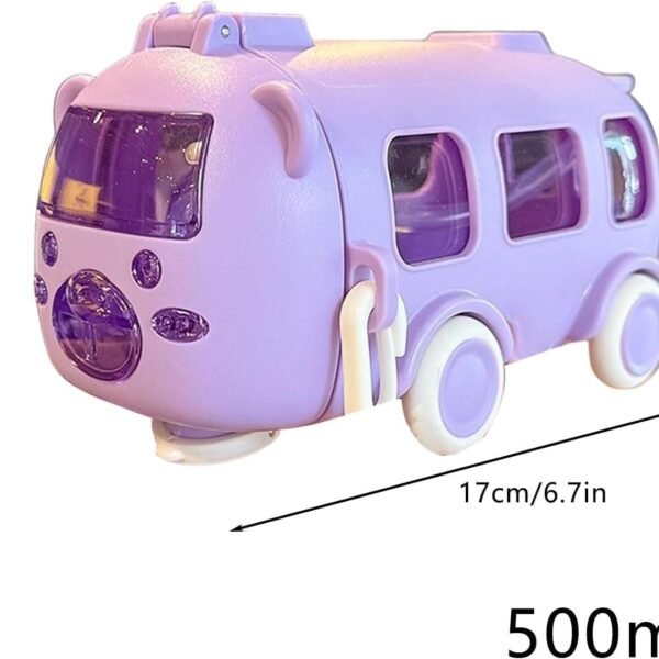 3D Bear Water Bottle with Straw for Kids 750ml Large Capacity Leak Proof Sipper Adjustable Shoulder Strap BPA-Free Plastic School Girls Boys (Color and Design Sent As Per Stock)