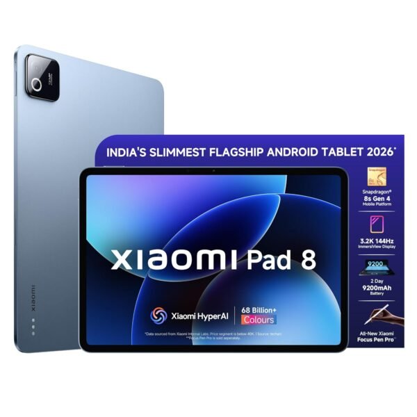 XIAOMI Pad 8 | Flagship Snapdragon 8s Gen 4 |11.2" 3.2K ImmersiView Display | 12GB, 256GB | Ultra Slim Metal Design | 9200mAh Battery | 68 Bn+ Colours HyperAI | Wi-Fi 7 | Titanium Blue