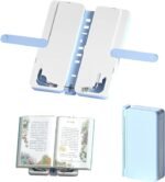 2 in 1 Foldable Reading Bookshelf and Pencil Box Easy to Use Reading Stand Pencil Case Organizer for Students (Blue)