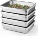 2000ML Stainless Steel Food Storage Container with Transparent Lid | Food Serving and bakingTray for Kitchen, Microwave, Freezer, Dishwasher Safe(4)