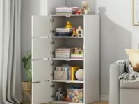 4 Door Premium Wooden Multi-Door Wardrobe Cabinet with Shelves | Space Saving Clothes Organizer Almirah for Bedroom, Living Room & Kids Room | Elegant Storage Almirah for Bedroom - White