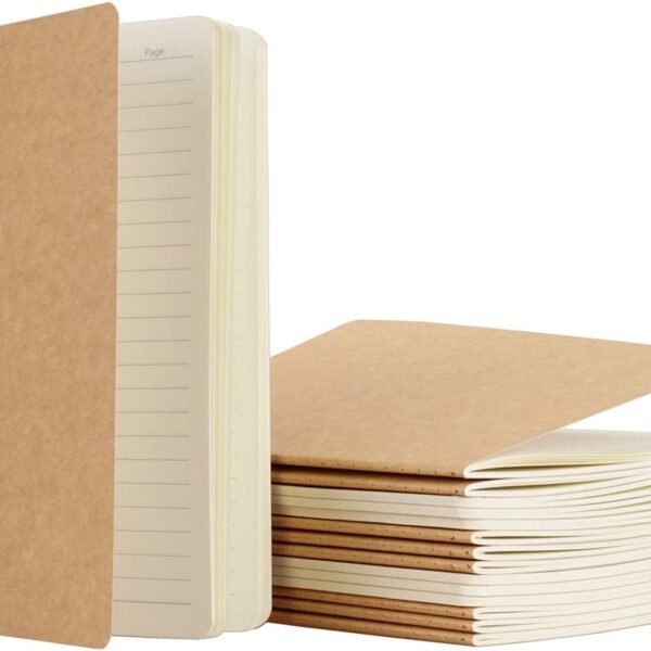 6 Pcs Pack Kraft Notebook A5 Ruled Note Pad, Travel Journal 64 Pages/ 32 Sheets Memo Notepads Planner Perfect for Travel School