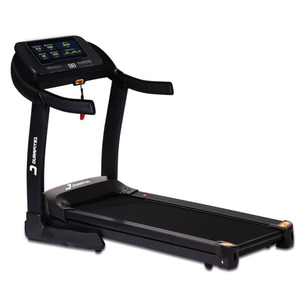 91-Durafit Vigor Pro 6 HP Peak BLDC Motorized Hydraulic Foldable Treadmill | 25 Level Auto Incline |18 Km/Hr Max Speed | Max User Weight 150 Kg | Bluetooth Speaker | Wynd app | Home use