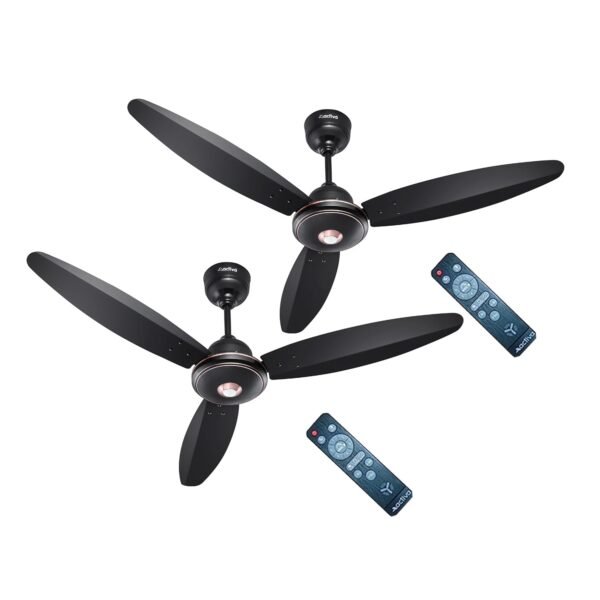 ACTIVA Gracia BLDC Ceiling Fan 1200 MM – 28W Energy-Efficient Motor, BEE 5 star rated, LED Light, Remote, Reversible Airflow, Timer, Silent Operation, 5-Year Warranty, Pack of 2 (Smoke Brown)