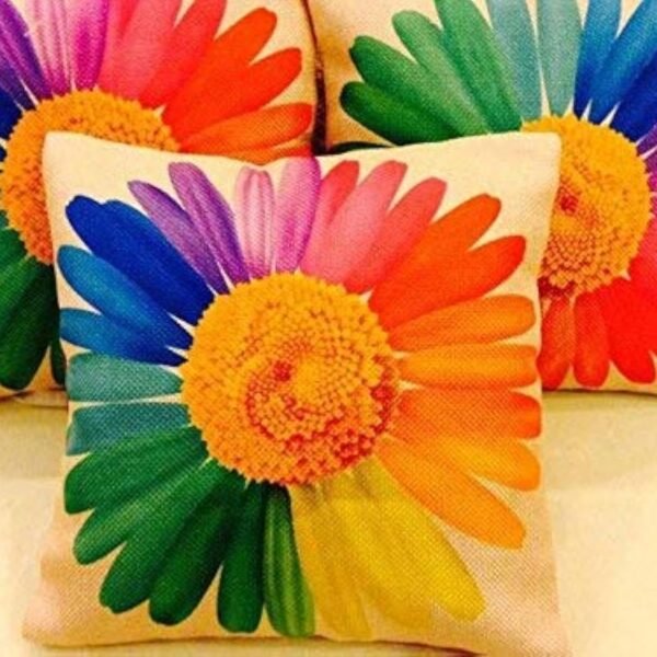 AEROHAVEN™ Set of 5 Floral Decorative Hand Made Jute Throw/Pillow Cushion Covers - CC23 - (Multicolor, 16 Inch x 16 Inch)