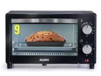 AGARO Marvel 9L OTG Oven 800W, Compact Toaster Griller for Baking, Toasting & Grilling, Adjustable 100°C-250°C, 30-Min Timer with Ready Bell, Auto Shut-Off, Tempered Glass Door, Bake Pan, Tong & Rack