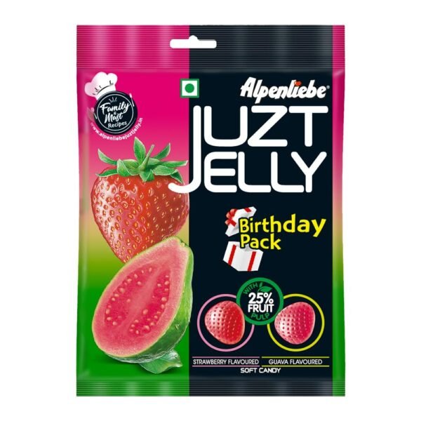 ALPENLIEBE JUZT Jelly Assorted Flavour Birthday Pouch, 315 G / 332.5 g, Strawberry, Weight May Vary.