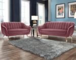 AMATA Marino 3+2 Seater Mauve Colour Suede Velvet Fabric Sofa Set with Two Cushions Perfect for Home Office Guests Living Room (04 Move, 3+2 Seater)(3 Year Warranty)