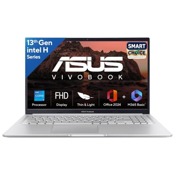 ASUS Vivobook 15, Smartchoice,Intel Corei5 13thGen 13420H, 16GB RAM, 512GB SSD, FHD 15.6", Win11, Office Home'24, M365 Basic (1Year)*, Cool Silver, 1.70kg, X1502VA-BQ835WS, Intel UHD iGPU, Laptop