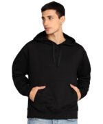 Alan Jones Clothing Men’s Solid Oversized Hoodie | Cotton Blend Pullover with Kangaroo Pocket & Adjustable Hood | Casual Winter Wear