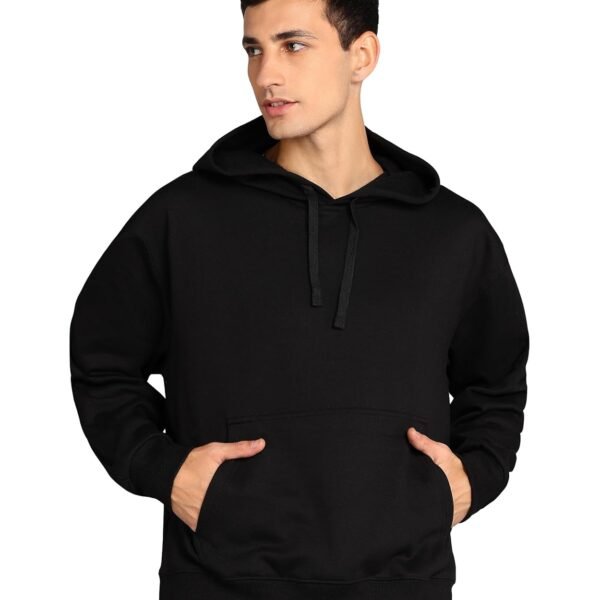 Alan Jones Clothing Men’s Solid Oversized Hoodie | Cotton Blend Pullover with Kangaroo Pocket & Adjustable Hood | Casual Winter Wear