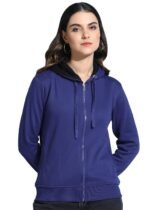 Alan Jones Clothing Women's Solid Zipper Hooded Sweatshirt | Front Zip, Ribbed Hem, Lined Hood, Casual Winter Wear