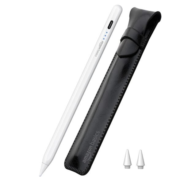 Amazon Basics Upgraded 2nd Gen Stylus Pen | Only for iPad 2018-2025 Air 3/4/5/M2/M3, mini 5/6, 6/7/8/9/10/11, Pro 11", 12.9" & M4 | White