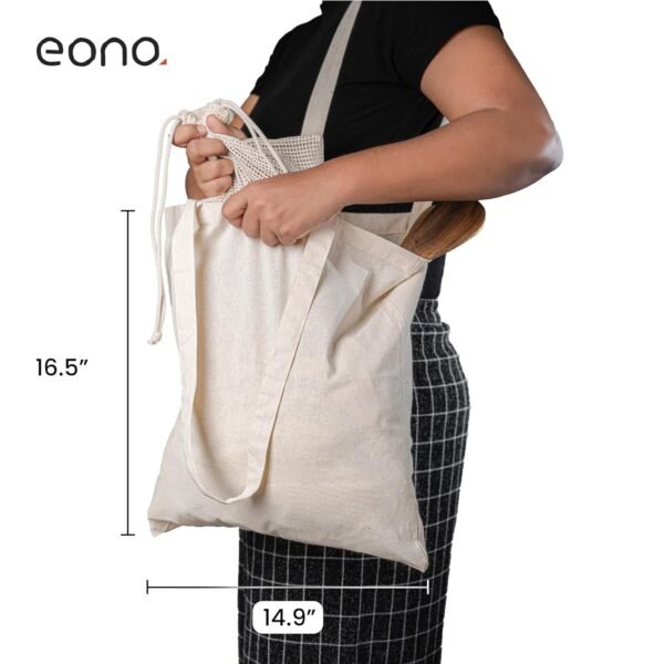 Amazon Brand-Eono, 100% Cotton Tote, Pack of 24, Reusable Tote Bags For Shopping Bag For Grocery, Sturdy Bag, 15 kgs Capacity, Aesthetic Office Bag For Women, Tote Bag For Women College-Natural