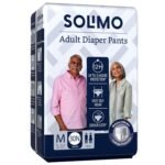 Amazon Brand - Solimo Adult Diapers, Pant Style | Pack of 30 | Medium Size | Waist 24-45 in (60-115 cm) | Unisex | Quick Absorption | Leak Proof Upto 12 Hours | Wetness Indicator | For Men & Women