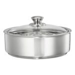 Amazon Brand - Solimo Stainless Steel Insulated Casserole with Glass Lid (1L) | Retains Heat & Moisture | Keeps Rotis Warm | Dishwasher Safe