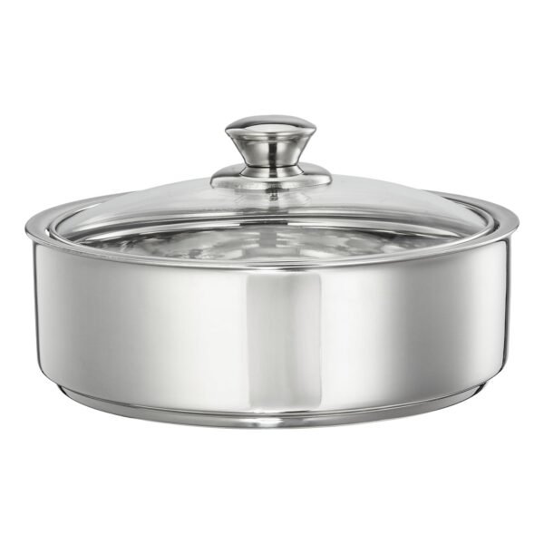 Amazon Brand - Solimo Stainless Steel Insulated Casserole with Glass Lid (1L) | Retains Heat & Moisture | Keeps Rotis Warm | Dishwasher Safe