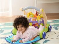 Amazon Brand - Supples 2 in 1 Musical Baby Play Gym with Convertible Walker | Push Walker with Play Piano, Lights, Rattles & Tummy Time Mat for Babies & Toddlers | World Wildlife Day Edition