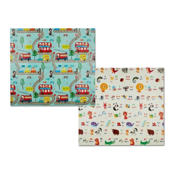 Amazon Brand - Supples Alphabet Theme Reversible Mat for Babies, Double Sided, Waterproof, Soft Cushioning, Portable, Baby Safe (Multicolour)