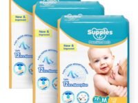 Amazon Brand - Supples Premium Baby Diaper Pants | 216 Baby Diapers | Medium | 7-12 Kg | 72 x 3 Packs | 12 Hrs Absorption | Cushiony Cotton Soft Fabric | Phthalates-Free | Triple Leak Guard