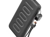 Ambrane 10000mAh Slim & Compact Powerbank with in-Build Type C Cable, 22.5W Fast Charging, USB & Type C Output, Power Delivery, Quick Charge for iPhone, Android & Tablets, Earbuds, (Stylo N10,Black)