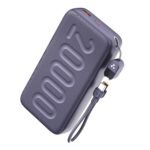 Ambrane 20000mAh Powerbank with in-Build Type C Cable, 22.5W Fast Charging, USB & Type C Output, Power Delivery, Quick Charge for iPhone, Android Mobile & Tablets, Earbuds, (Stylo N20, Purple)