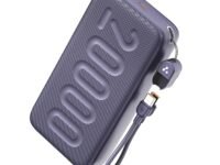 Ambrane 20000mAh Powerbank with in-Build Type C Cable, 22.5W Fast Charging, USB & Type C Output, Power Delivery, Quick Charge for iPhone, Android Mobile & Tablets, Earbuds, (Stylo N20, Purple)