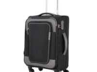 American Tourister Icor | Small Size Cabin Trolley Bag (58 cm) | 360° 4 Wheel Travel Luggage | Soft Case Polyester Expandable Suitcase | Mounted Combination Lock | Black