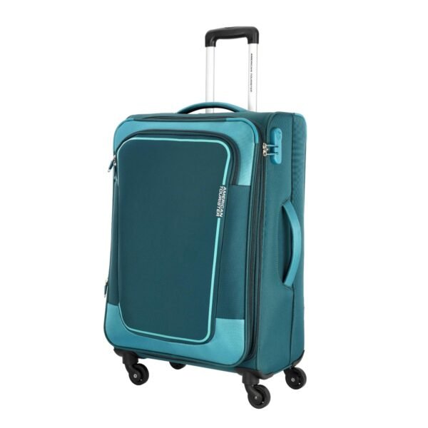 American Tourister Large Icor () 82Cms|Soft Spinner Carry On Trolley Bag for Travel|Wet Pocket| Expandable|Polyester Luggage|Combination Lock| 4 Wheel Suitcase for Men&Women (Teal)|Light Weight&Durable