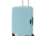 American Tourister Large Liftoff+ with TSA Lock & 8 Wheel, 79 CM Hard PP Check-in Suitcase for Travel/Trolley Bag for Travel/Travel Bag with Double Wheel for Women & Men - Spa Blue