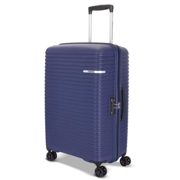 American Tourister Medium Liftoff+ with TSA Lock & 8 Wheel, 67 CM Hard PP Check-in Suitcase for Travel/Trolley Bag for Travel/Travel Bag with Double Wheel for Women & Men - Midnight Blue