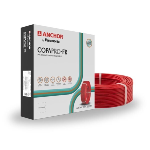 Anchor by Panasonic 1 mm COPAPro FR Electrical Wire, 90 Meter Fire Resistant Single Core PVC insulated Pure Copper Wire, Anti Rodent Anti Termite Flexible Wire for Connections (RED, 96138RD)
