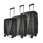 Aristocrat 3Pc Airpro Set Cabin 55cm(Small) Check-in 66cm(Medium) Check-in 75cm(Large) 360 Degree 8 Wheels Trolley Bags Hard Case Luggage, Lightweight & Combination Lock|3 Years Warranty (Black)