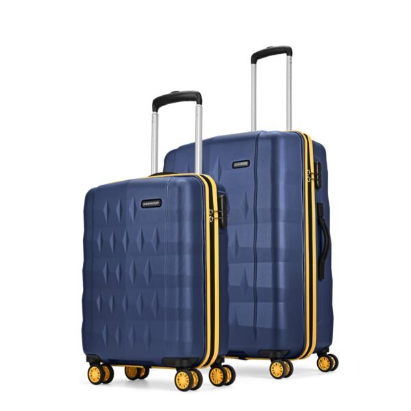 Aristocrat Comet Set of 2 Trolley Bag 56, 66cm | Small+Medium| Hard Luggage| Smooth 8-Wheel Suitcase| Combination Lock with Sturdy Zipper| Full Fabric Convipack | 3-Year International Warranty (Blue)