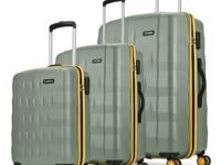 Aristocrat Comet Set of 3 Trolley Bag 56, 66 & 76cm | Small+Medium+Large | Hard Luggage| Smooth 8-Wheel Suitcase| Combination Lock with Sturdy Zipper| 3-Year International Warranty (Green)