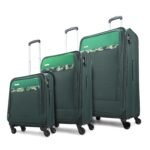 Aristocrat Commander Set of 3 Trolley Bag 55, 69 & 79cm | Small+Medium+Large | Soft Luggage | Smooth 4-Wheel Suitcase | Combination Lock | Premium Polyester Fabric with PVC Coating (Green)