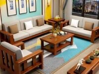 Arts Solid Sheesham Wood 6 Seater Sofa Set For Living Room Wooden Sofa Set For Living Room Furniture 3+2+1 (Standard, Natural Teak Finish)