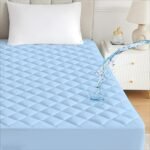Ayka 100% Waterproof Double Size 72x48 inch Cotton Quilted Mattress Protector Breathable Hypoallergenic Noiseless Ultra Soft Elastic Fitted Bed Protector Mattress/Bed Cover (Blue, Double (72 * 48"))