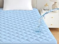 Ayka 100% Waterproof Double Size 72x48 inch Cotton Quilted Mattress Protector Breathable Hypoallergenic Noiseless Ultra Soft Elastic Fitted Bed Protector Mattress/Bed Cover (Blue, Double (72 * 48"))