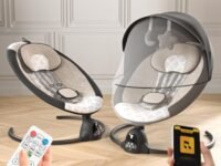 BAYBEE Plastic Automatic Electric Swing Cradle for New Born Baby with Adjustable Swing Speed, Remote | Infant Rocker, with Mosquito Net, Safety Belt, Music, & Toys | Swing for Baby (Black)