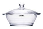 BINZO Glass Casserole, 1 Litre, 1000 ml, Bowl Glassware Dish with Glass Lid, Pack of 1, Microwave Oven Safe, Serving Casserole for Sabzi, Dal, Roti, Curry