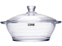 BINZO Glass Casserole, 1 Litre, 1000 ml, Bowl Glassware Dish with Glass Lid, Pack of 1, Microwave Oven Safe, Serving Casserole for Sabzi, Dal, Roti, Curry