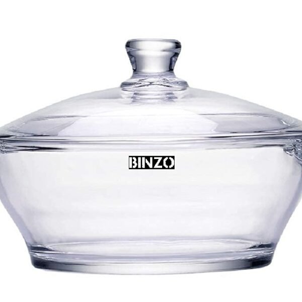 BINZO Glass Casserole, 1 Litre, 1000 ml, Bowl Glassware Dish with Glass Lid, Pack of 1, Microwave Oven Safe, Serving Casserole for Sabzi, Dal, Roti, Curry